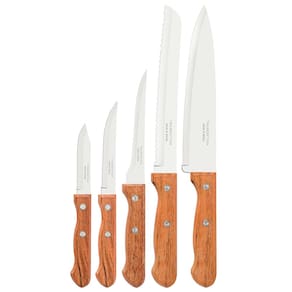 Conjunto de Facas Tramontina Dynamic em Aço Inox e Madeira – 5 Peças