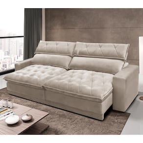 Sofá 4 Lugares Gralha Azul Albany Soft com Assento Retrátil e Encosto Reclinável 250cm de largura