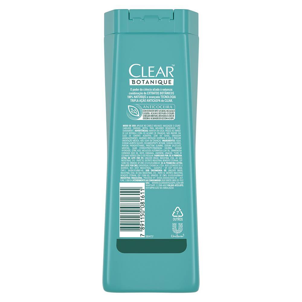 Shampoo Clear Anticaspa Botanique Anticoceira com Jojoba e Melaleuca