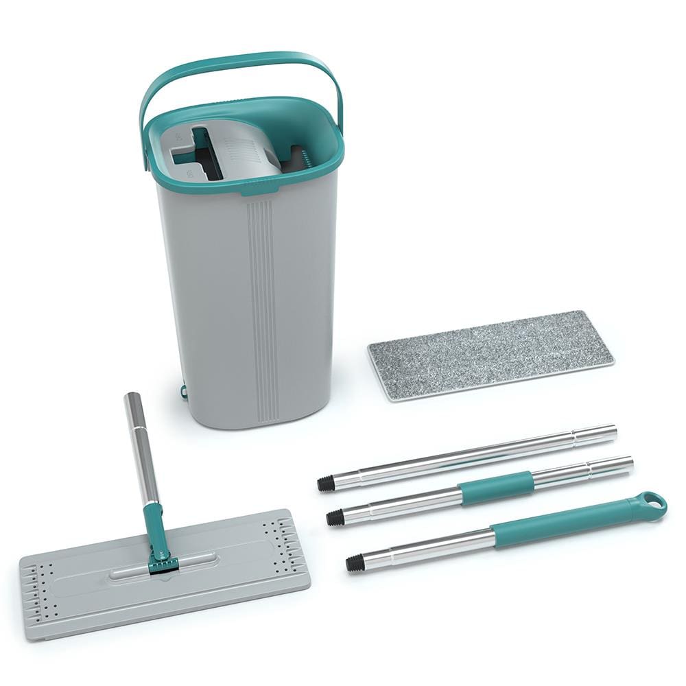 Mop Lava e Seca FlashLimp com Balde 5,5L e Refil – Cinza/ Verde - 1