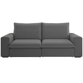 Sofá 5 Lugares Luizzi Greco Revestido em Tecido Veludo Slim Assento Retrátil Encosto Reclinável - 290cm de Largura - Chumbo - 1