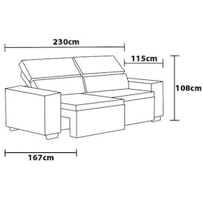 Sofá 4 Lugares Luizzi Colombo Retrátil e Reclinável, Revestido em Tecido Veludo Slim - 230cm largura