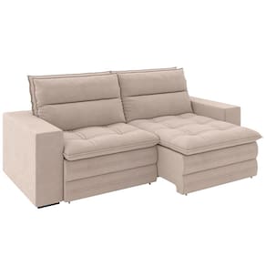 Sofá 4 Lugares Luizzi Colombo Retrátil e Reclinável, Revestido em Tecido Veludo Slim - 230cm largura