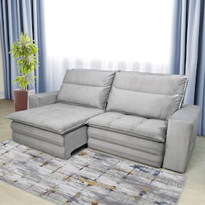 Sofá 5 Lugares Luizzi Colombo Retrátil, Reclinável e Revestido em Tecido Veludo Slim 250 cm Largura