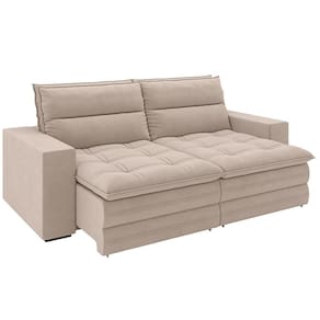 Sofá 5 Lugares Luizzi Colombo Retrátil, Reclinável e Revestido em Tecido Veludo Slim 250 cm Largura - Cappuccino - 3
