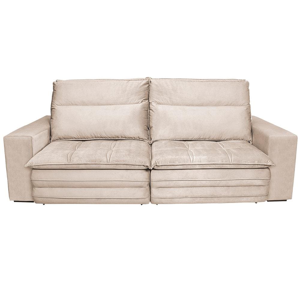Sofá 5 Lugares Luizzi Colombo Retrátil, Reclinável e Revestido em Tecido Veludo Slim 250 cm Largura - Cappuccino - 2