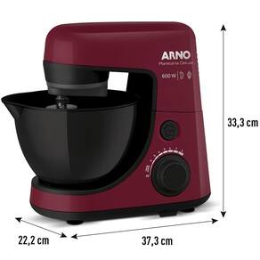 Batedeira Planetária Arno Nova Deluxe SX36 com 8 Velocidades e 600W - Vinho/Preto