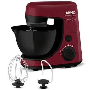 Batedeira Planetária Arno Nova Deluxe SX36 com 8 Velocidades e 600W - Vinho/Preto