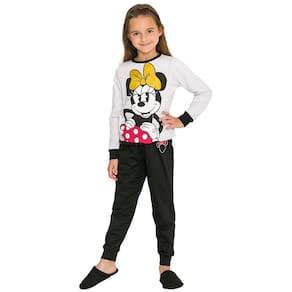 Pijama Infantil Feminino Manga Longa Disney 1197 Evanilda - Cinza Mescla/Preto - 04