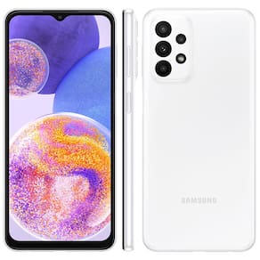 Smartphone Samsung Galaxy A23 Branco 128GB, 4GB RAM, Tela Infinita 6.6", Câmera Traseira Quádrupla, Bateria de 5000mAh e Processador Snapdragon 680 4G