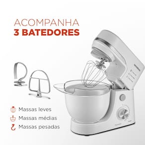 Batedeira Planetária Mondial BP-03W-2B com 12 Velocidades e 700W - Branca