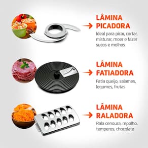 Multiprocessador de Alimentos Mondial Turbo Chef 5 em 1 MPN-01-B com 2 Velocidades + Pulsar – 1000 W - 110V - 3