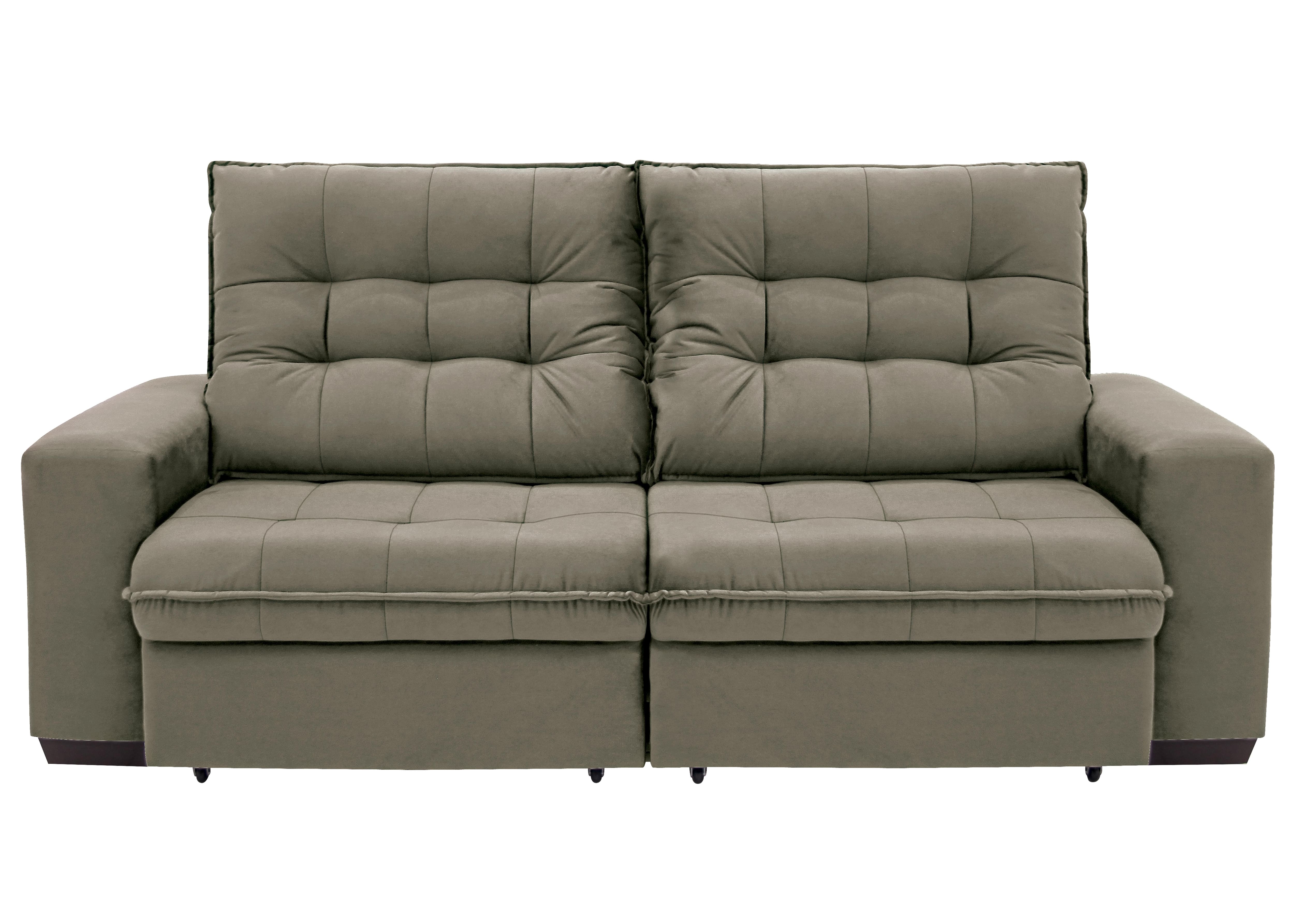 Sofá 4 Lugares Linoforte Benetton com Assento Retrátil, Encosto Reclinável e Revestido em Tecido Suede - 229cm de Largura - Castor - 1
