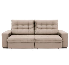 Sofá 4 Lugares Linoforte Benetton com Assento Retrátil, Encosto Reclinável e Revestido em Tecido Suede - 229cm de Largura - Castor - 2
