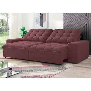 Sofá 4 Lugares Linoforte Benetton com Assento Retrátil, Encosto Reclinável e Revestido em Tecido Suede - 229cm de Largura