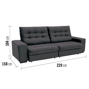 Sofá 4 Lugares Linoforte Benetton com Assento Retrátil, Encosto Reclinável e Revestido em Tecido Suede - 229cm de Largura
