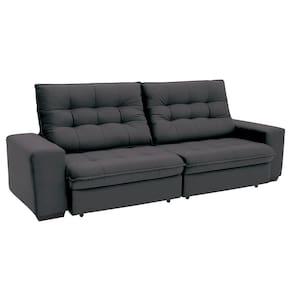 Sofá 4 Lugares Linoforte Benetton com Assento Retrátil, Encosto Reclinável e Revestido em Tecido Suede - 229cm de Largura