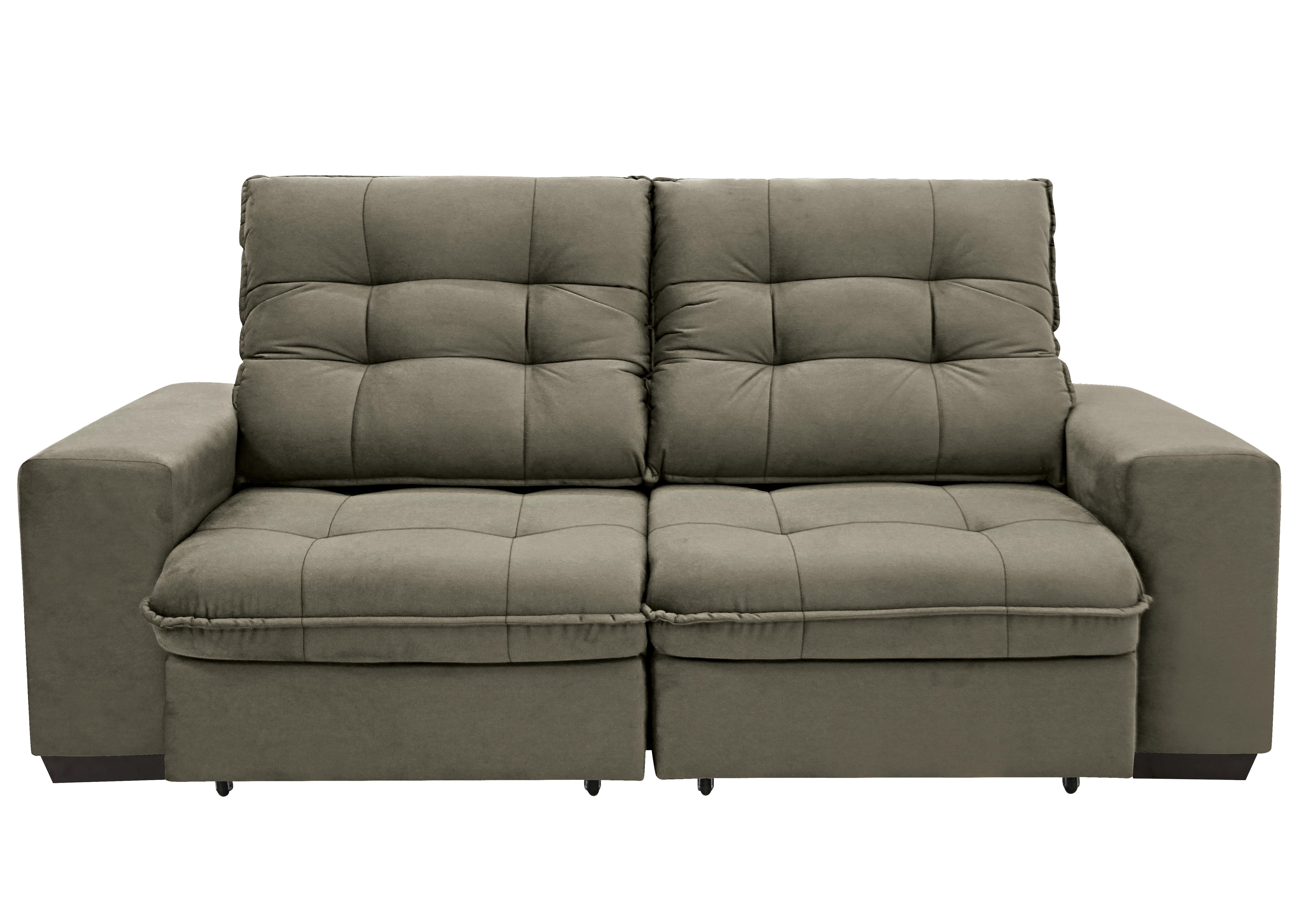 Sofá 3 Lugares Linoforte Benetton Retrátil e Reclinável, Revestido em Tecido Suede - 200cm de Largura - Castor - 1