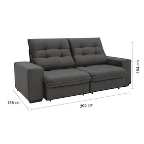 Sofá 3 Lugares Linoforte Benetton Retrátil e Reclinável, Revestido em Tecido Suede - 200cm de Largura