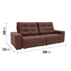 Sofá 3 Lugares Linoforte Bonno com 200 cm de Largura, Retrátil e Reclinável, Revestido em Tecido Suede