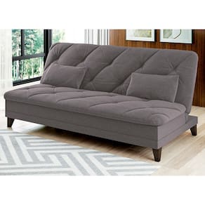 Sofá-Cama 3 Lugares Linoforte Jamile com Encosto Reclinável em Tecido Suede - 188cm de Largura - Cinza - 1