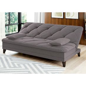 Sofá-Cama 3 Lugares Linoforte Jamile com Encosto Reclinável em Tecido Suede - 188cm de Largura - Cinza - 2
