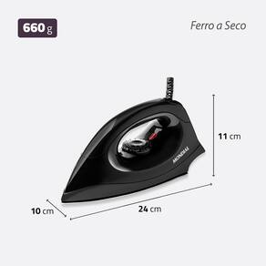 Ferro de Passar a Seco Mondial FSN-55-B com Base em Alumínio Polido – Preto