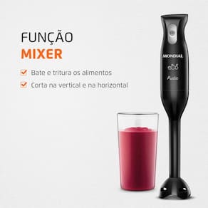 Mixer Mondial Pratic M-15-B 2 em 1 com Copo Medidor Preto – 200 W