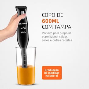 Mixer Mondial Pratic M-15-B 2 em 1 com Copo Medidor Preto – 200 W
