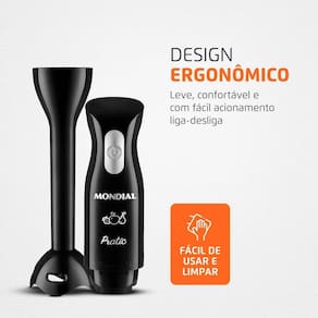 Mixer Mondial Pratic M-15-B 2 em 1 com Copo Medidor Preto – 200 W