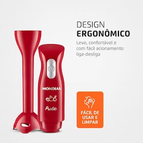 Mixer Mondial Pratic M-15-R 2 em 1 com Copo Medidor Vermelho – 200 W