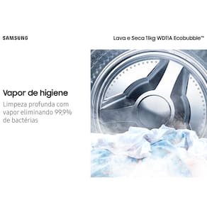 Lava e Seca Samsung WD11A 3 em 1 Inox Look com Ecobubble e Lavagem a Seco WD11A4453BX – 11 kg