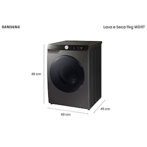 Lava e Seca Samsung WD11T 3 em 1 Inox Look com Ecobubble e Lavagem Inteligente WD11T504DBX – 11/7kg