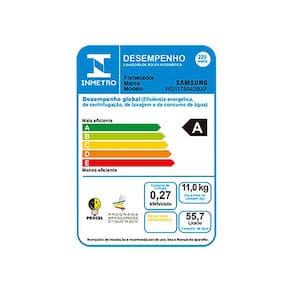 Lava e Seca Samsung WD11T 3 em 1 Inox Look com Ecobubble e Lavagem Inteligente WD11T504DBX – 11/7kg