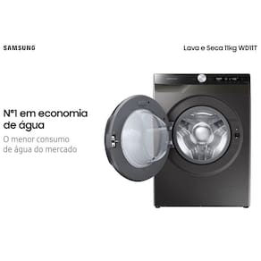 Lava e Seca Samsung WD11T 3 em 1 Inox Look com Ecobubble e Lavagem Inteligente WD11T504DBX – 11/7kg