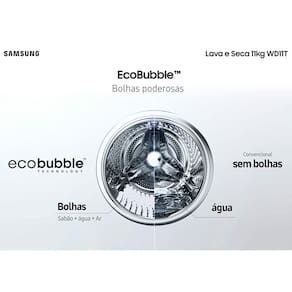 Lava e Seca Samsung WD11T 3 em 1 Inox Look com Ecobubble e Lavagem Inteligente WD11T504DBX – 11/7kg