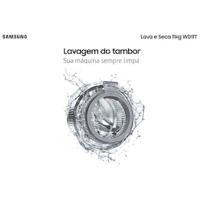 Lava e Seca Samsung WD11T 3 em 1 Inox Look com Ecobubble e Lavagem Inteligente WD11T504DBX – 11/7kg