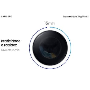 Lava e Seca Samsung WD11T 3 em 1 Inox Look com Ecobubble e Lavagem Inteligente WD11T504DBX – 11/7kg