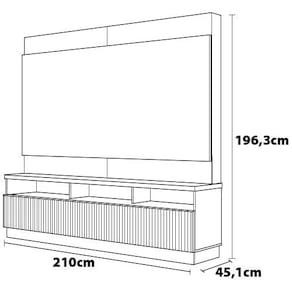 Estante Home Colibri Marajó com 210 cm de Largura, Ideal para TV de até 70”