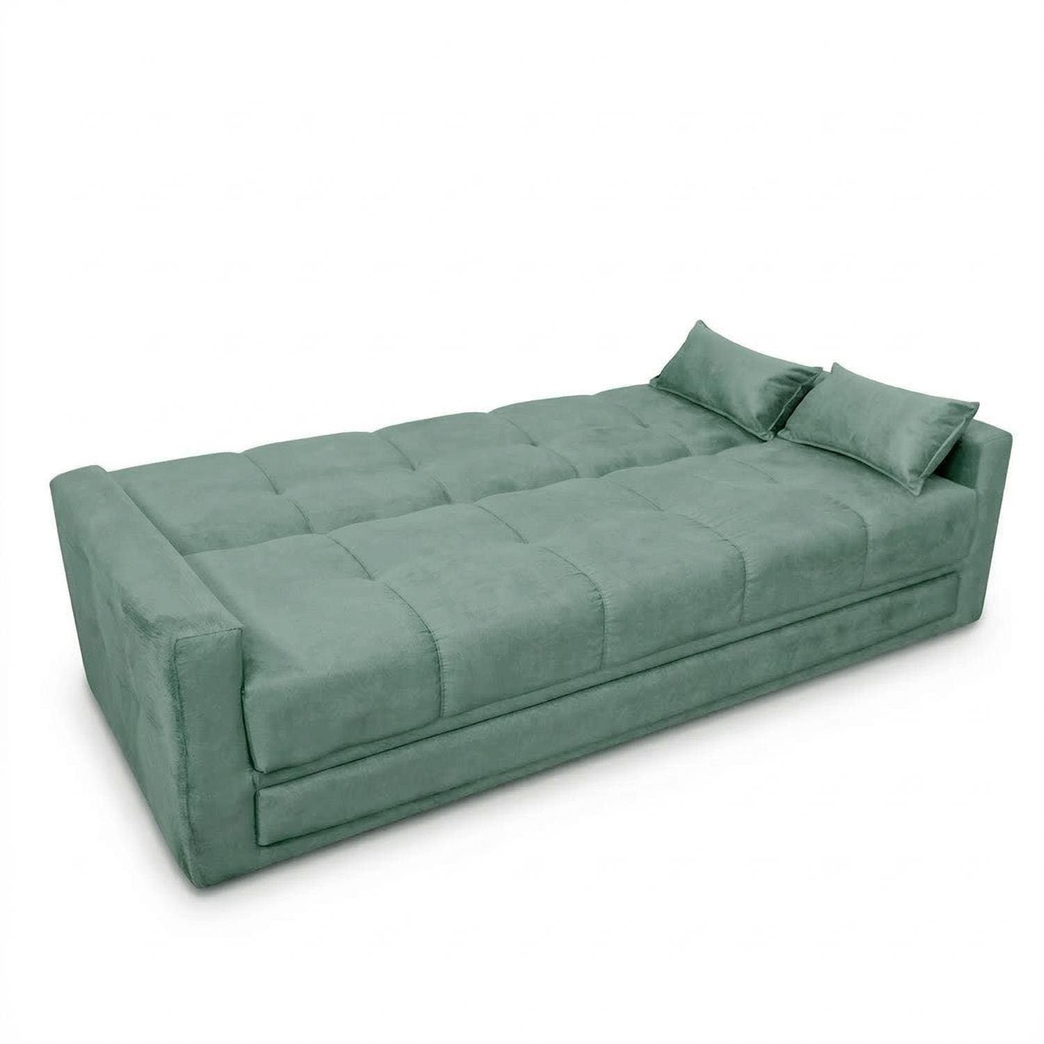 Sofá-Cama 3 Lugares Matrix Grazi Revestido em Veludo - 206cm de largura - Acqua - 3