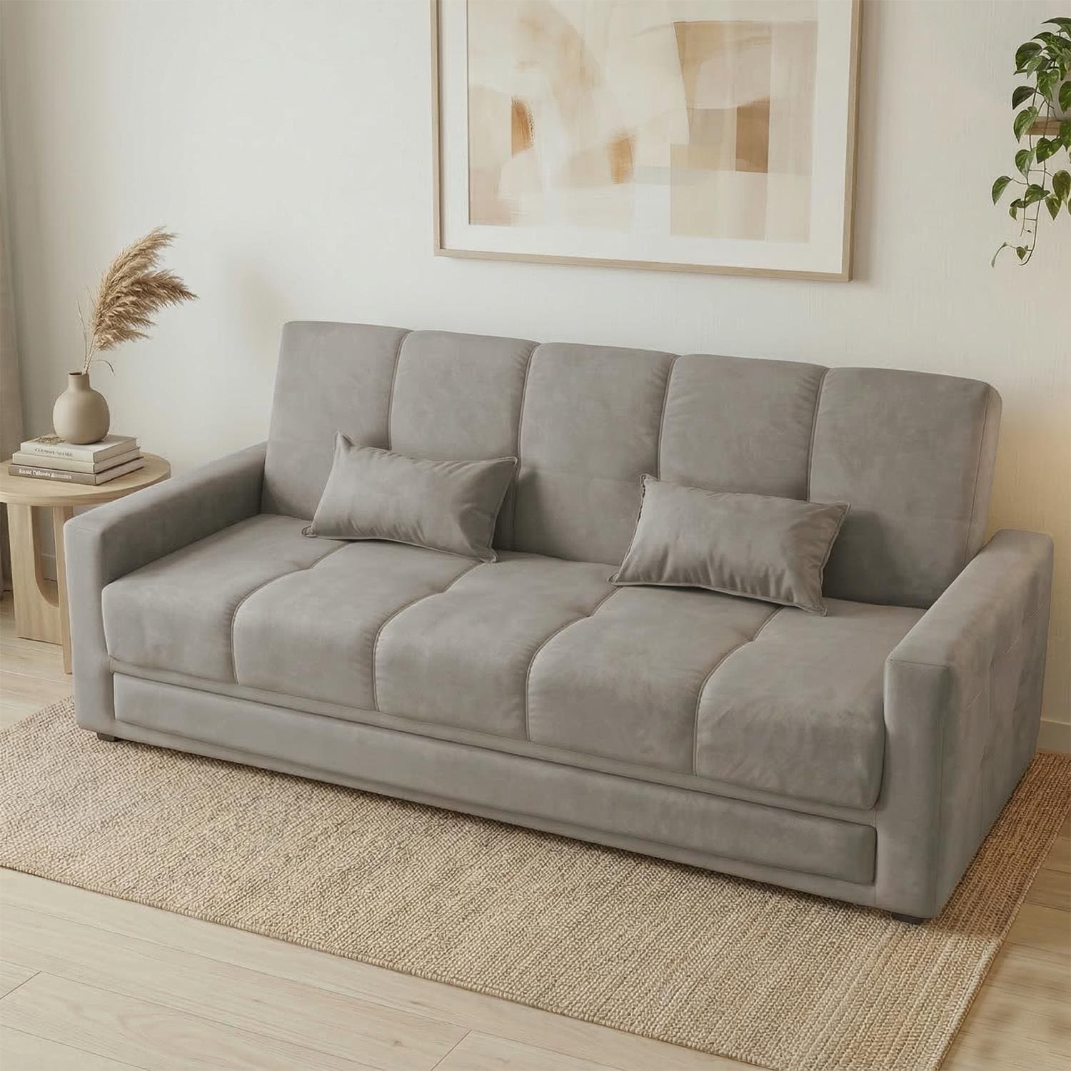 Sofá-Cama 3 Lugares Matrix Grazi Revestido em Veludo - 206cm de largura - Capuccino