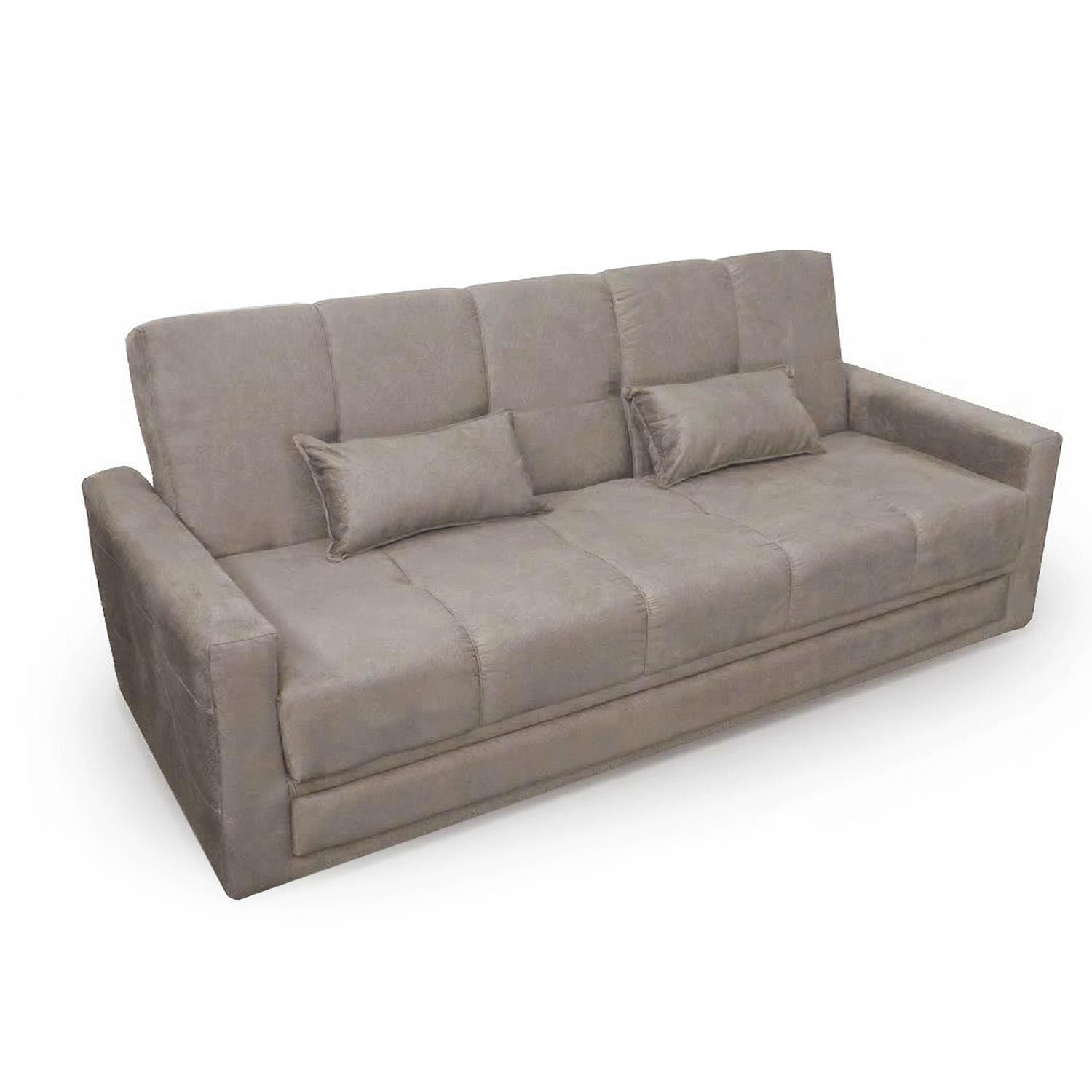 Sofá-Cama 3 Lugares Matrix Grazi Revestido em Veludo - 206cm de largura - Capuccino - 2