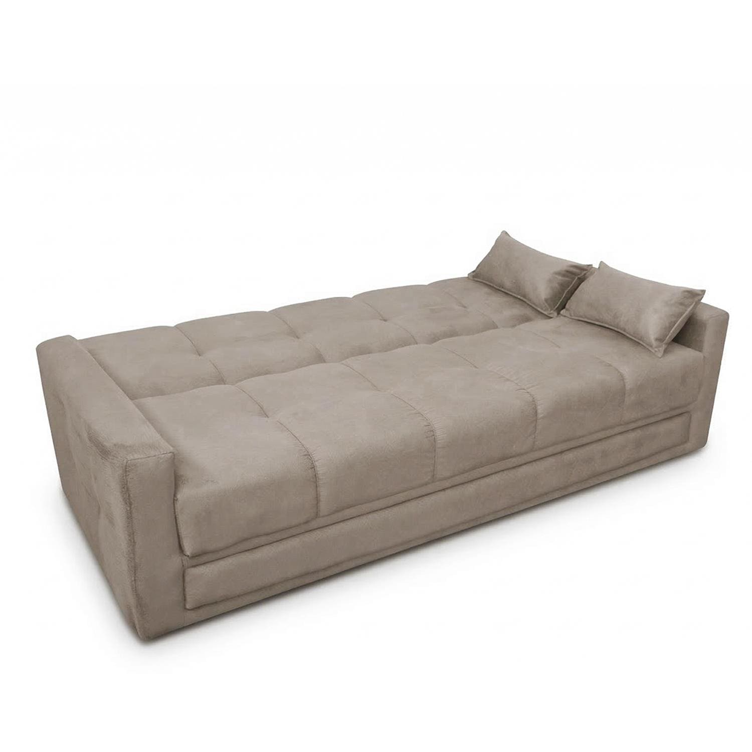 Sofá-Cama 3 Lugares Matrix Grazi Revestido em Veludo - 206cm de largura - Capuccino - 3