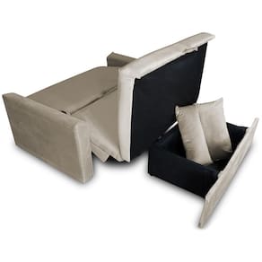 Sofá-Cama 2 Lugares Matrix Cristal com Baú e Revestimento em Tecido Veludo - Cappuccino - 2