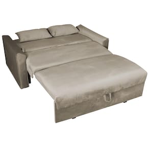 Sofá-Cama 2 Lugares Matrix Cristal com Baú e Revestimento em Tecido Veludo - Cappuccino - 3