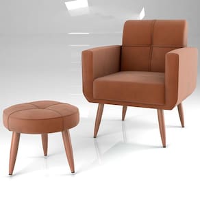 Poltrona Matrix Havana com Puff e Revestimento em Tecido Veludo