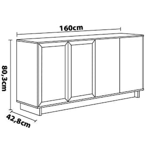 Buffet de Sala de Jantar Colibri Vitória com 4 Portas e 4 Prateleiras