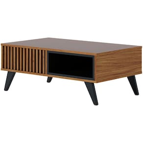 Mesa de Centro Colibri Jeri MDP com Pés de Madeira Maciça - Noce Milano/Preto Fosco - 3