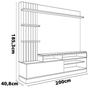 Painel Home Colibri Maceió com 4 Prateleiras, 4 Nichos, para TVs até 65”