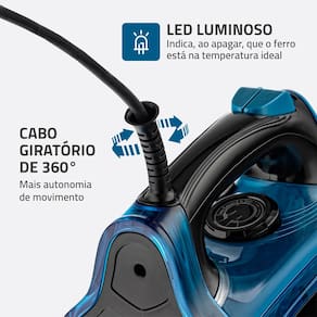 Ferro a Vapor Mondial F-53 com Spray – Preto/Azul